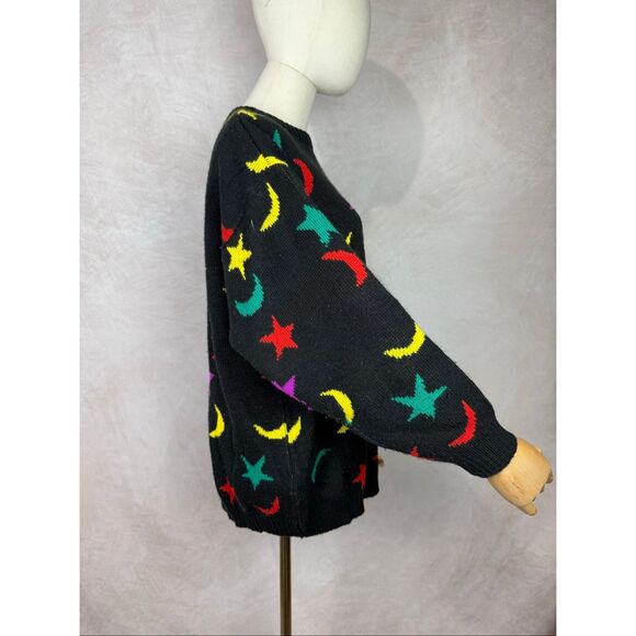 Vintage Celestial Sweater 1980s Moon Stars Size Medium - Picture 5 of 6